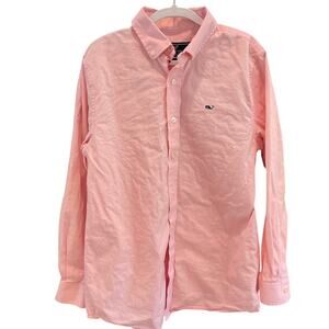 Vineyard Vines Boys' Pink Long Sleeve Button Down Whale Shirt, Cotton, 12-14